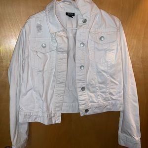 distressed white jean jacket